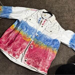 Colorful Tie-Dye Denim Jacket